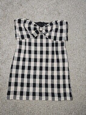 TCEC Black Dress with Bow & Gingham Print Size Large